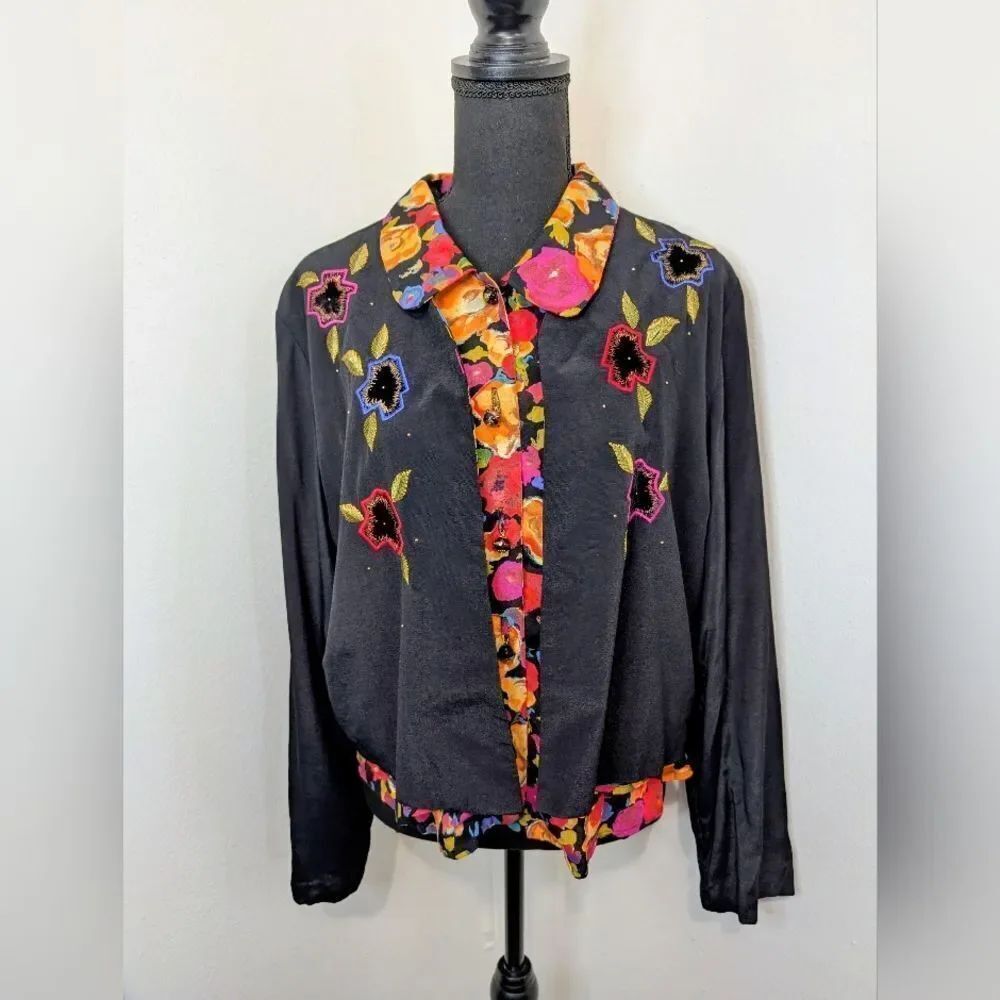 VTG Carole Little Embroidered Whimsigoth Dark Academia Witchy Art To Wear Top 10